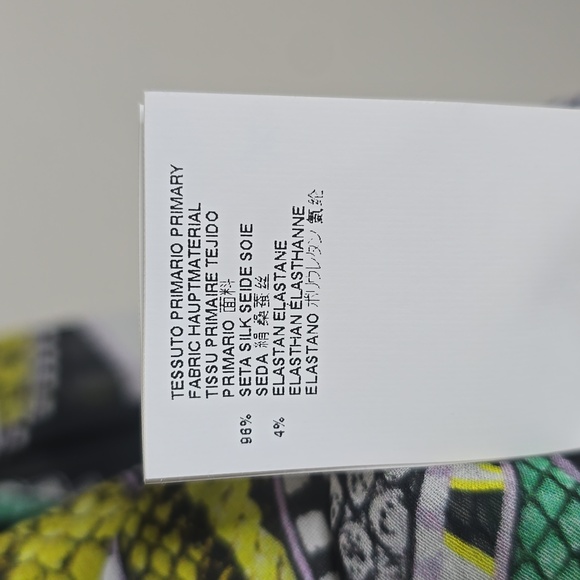 Just Cavalli Black Blouse with Green and Purple Tropical Print Front Tie Size 40 - Picture 8 of 10